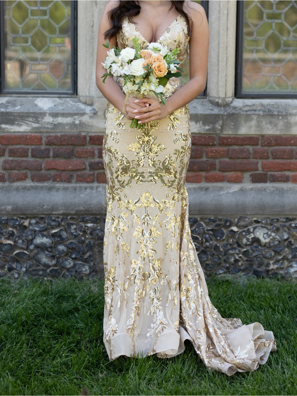 ellie wilde Gold Sequin Evening Dress